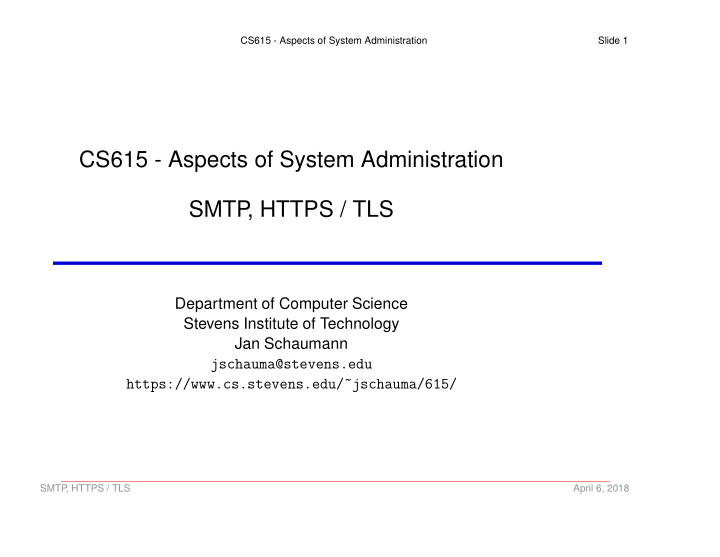 cs615 aspects of system administration smtp https tls