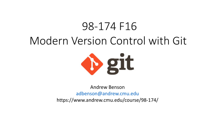 modern version control with git
