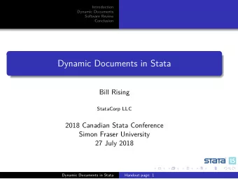 Dynamic Documents in Stata  Bill Rising  StataCorp LLC  2018 Canadian Stata Conference  Simon