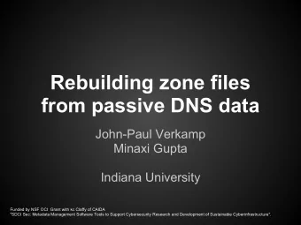 Rebuilding zone files  from passive DNS data  John-Paul Verkamp  Minaxi Gupta  Indiana University