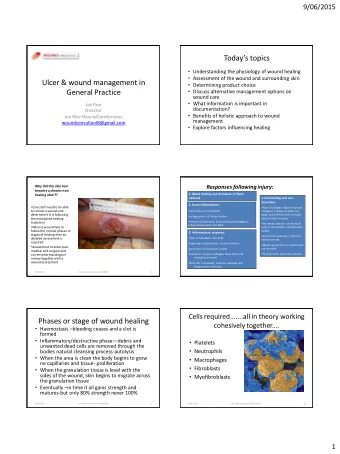 Todays topics  Understanding the physiology of wound healing  Assessment of the wound and