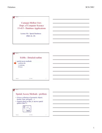 Carnegie Mellon Univ.  Dept. of Computer Science  15-415 - Database Applications  Lecture #26: