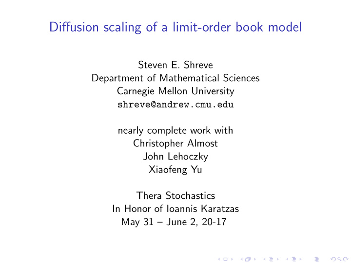 diffusion scaling of a limit order book model