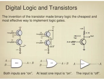 Digital Logic and Transistors  The invention of the transistor made binary logic the cheapest and