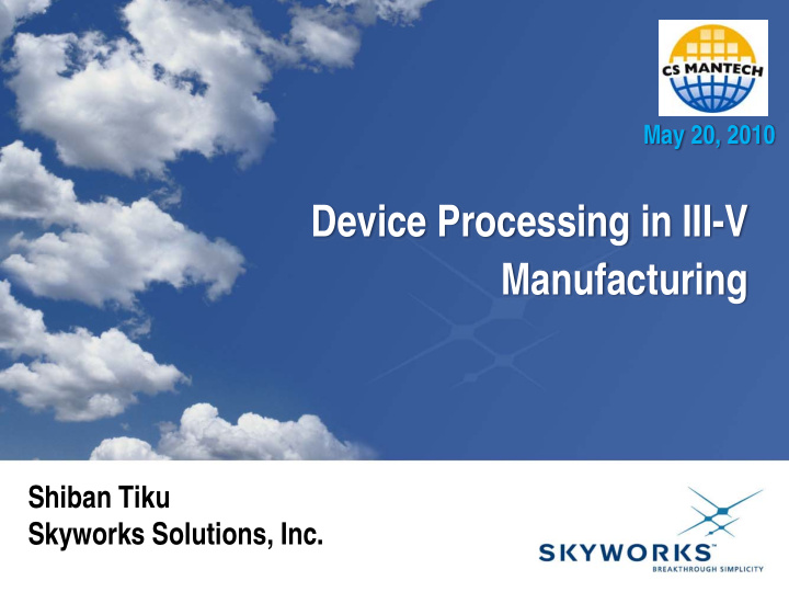 device processing in iii v manufacturing