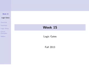 Week 15  Logic Gates  Circuit  Examples  Logic Gates  Adders  Fall 2013  Student Responsibilities