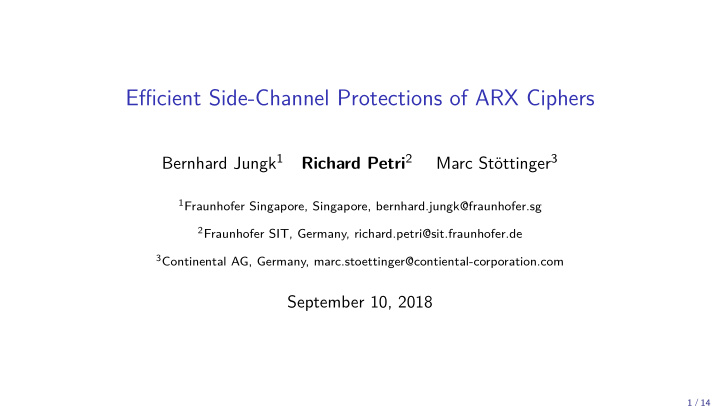 effjcient side channel protections of arx ciphers