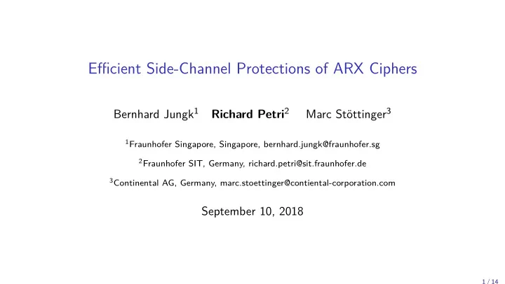 effjcient side channel protections of arx ciphers