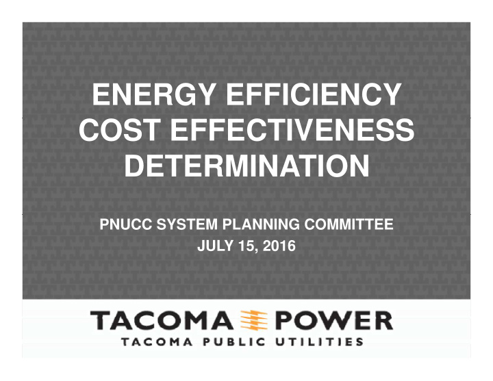 energy efficiency cost effectiveness determination