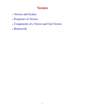 Vectors  Vectors and Scalars  Properties of Vectors  Components of a Vector and Unit