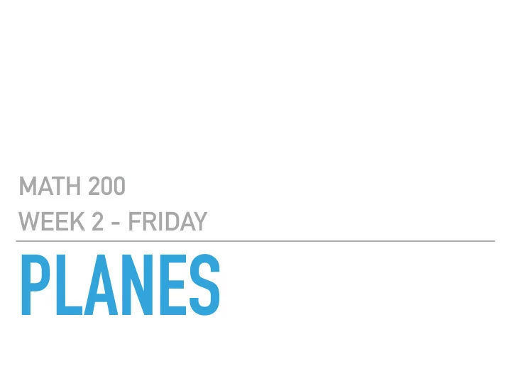 planes