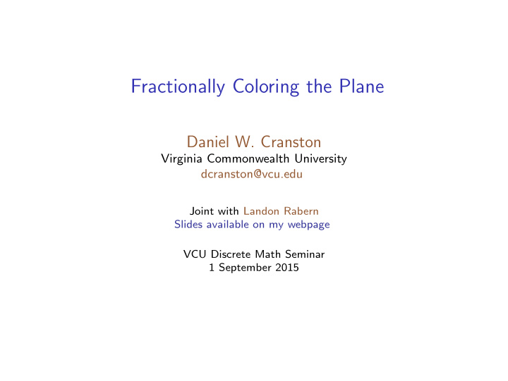 fractionally coloring the plane