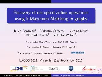 Recovery of disrupted airline operations  using k-Maximum Matching in graphs Julien Bensmail 1