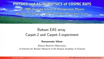 Baksan EAS array  Carpet-2 and Carpet-3 experiment  Romanenko Viktor  Baksan Neutrino Observatory