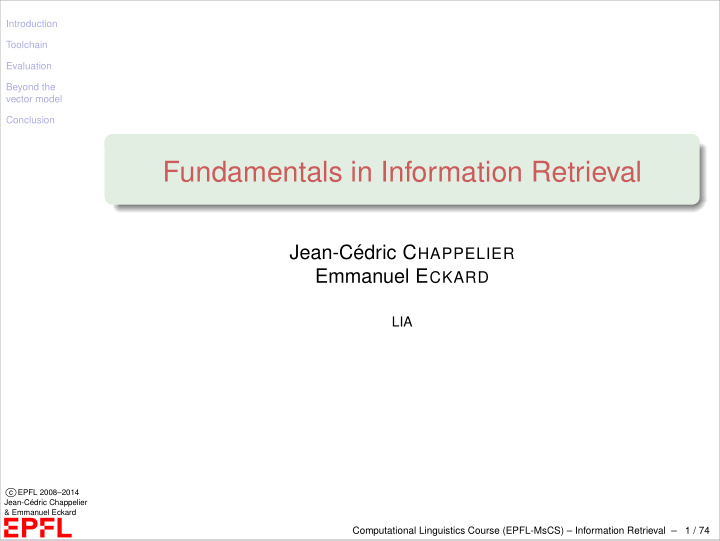 fundamentals in information retrieval