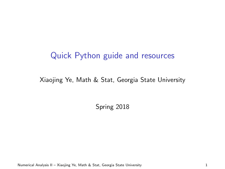 quick python guide and resources