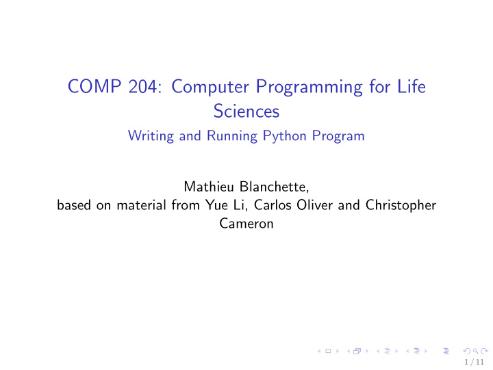 comp 204 computer programming for life sciences