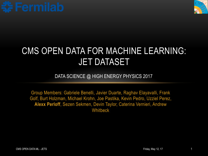 cms open data for machine learning jet dataset