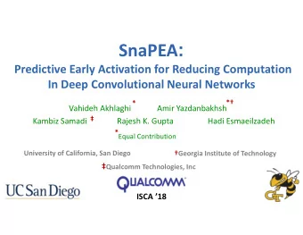 SnaPEA :  Predictive Early Activation for Reducing Computation  In Deep Convolutional Neural