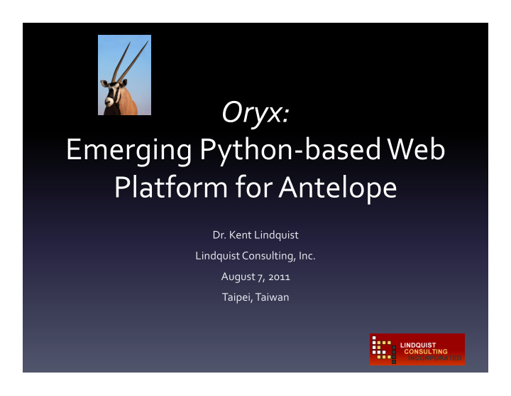 oryx emerging python based web platform for antelope