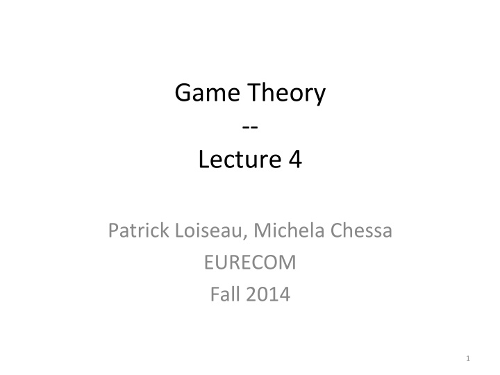 game theory lecture 4