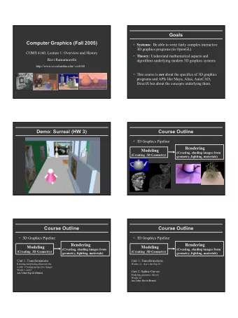Goals  Goals  Computer Graphics (Fall 2005)  Computer Graphics (Fall 2005)  Systems: Be able to