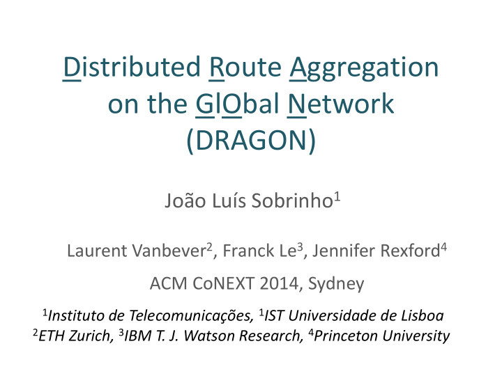 distributed route aggregation