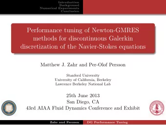 Performance tuning of Newton-GMRES  methods for discontinuous Galerkin  discretization of the