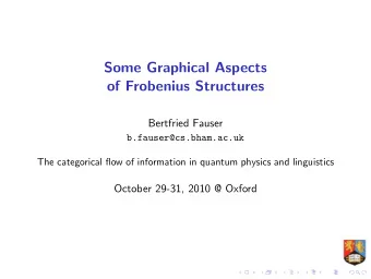 Some Graphical Aspects  of Frobenius Structures  Bertfried Fauser  b.fauser@cs.bham.ac.uk  The