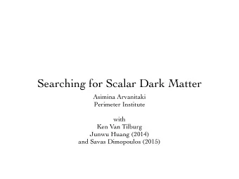 Searching for Scalar Dark Matter  Asimina Arvanitaki  Perimeter Institute  with  Ken Van Tilburg
