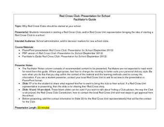 Red Cr  Red Cross C  oss Club:  ub: Pres  Presentat  entation for School  on for School