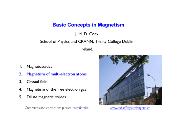 basic concepts in magnetism