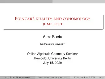 Alex Suciu  Northeastern University  Online Algebraic Geometry Seminar  Humboldt University Berlin