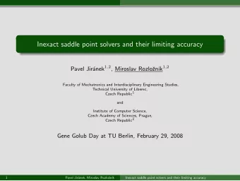 Inexact saddle point solvers and their limiting accuracy anek 1 , 2 , Miroslav Rozlo k 1 , 2