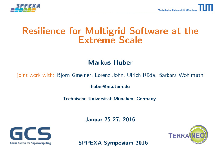 resilience for multigrid software at the extreme scale