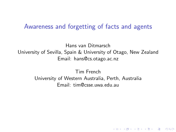 awareness and forgetting of facts and agents