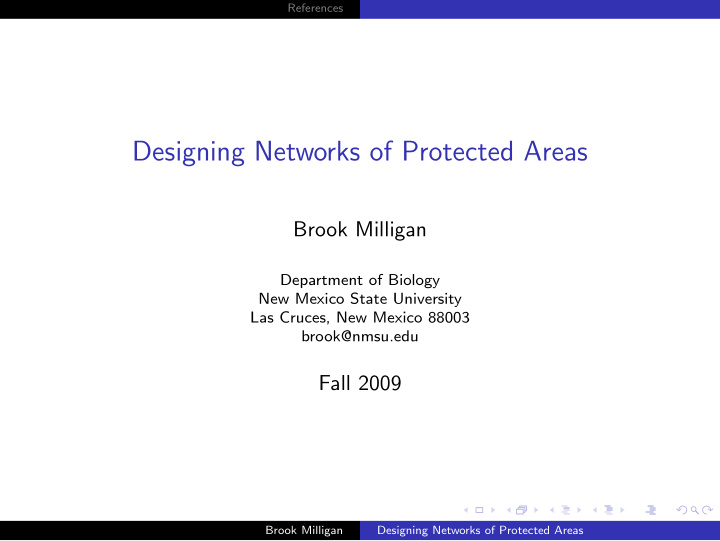 designing networks of protected areas