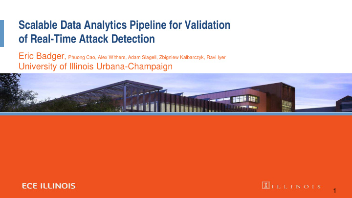 scalable data analytics pipeline for validation of real