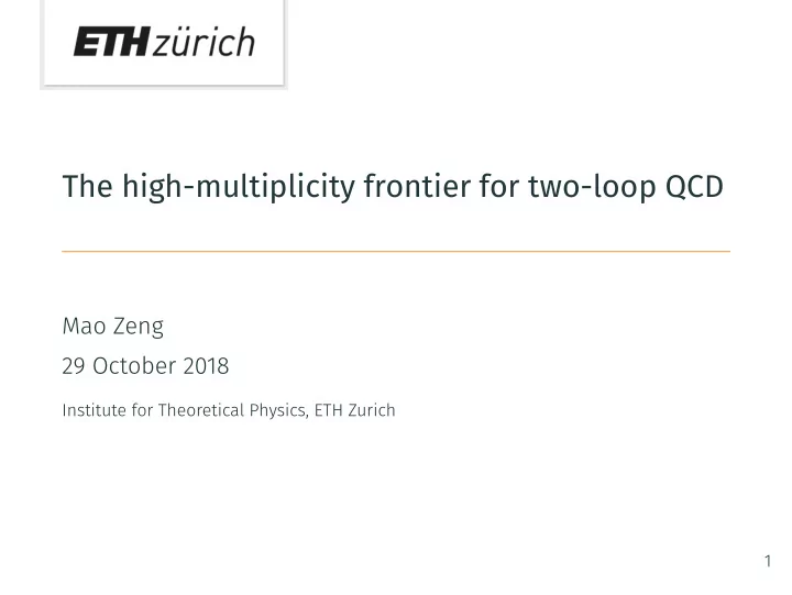 the high multiplicity frontier for two loop qcd
