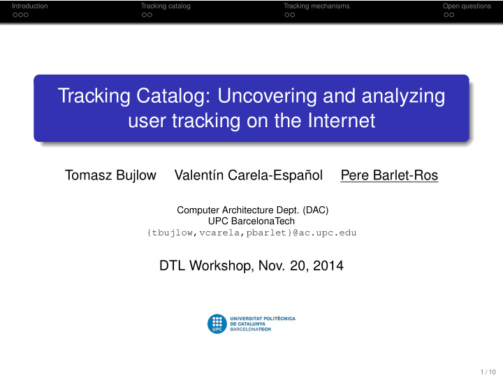 tracking catalog uncovering and analyzing user tracking
