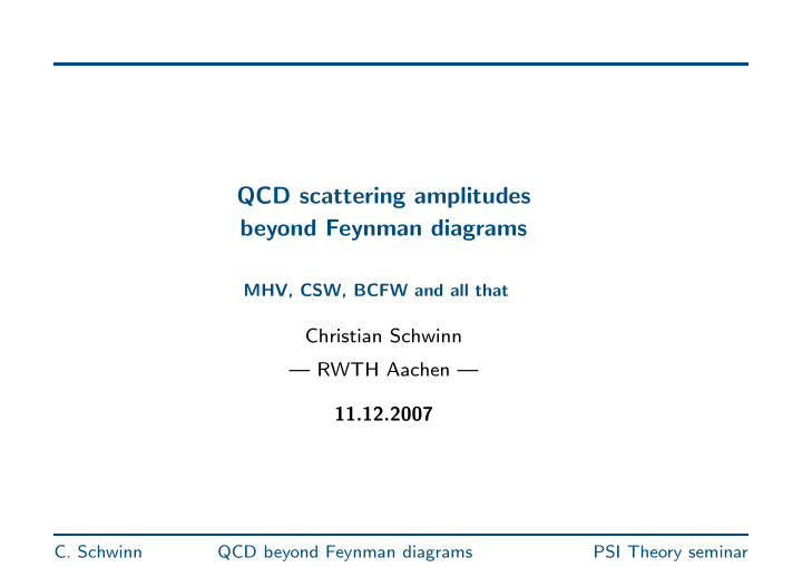 qcd scattering amplitudes beyond feynman diagrams