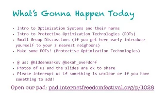 What  s Gonna Happen Today  Intro to Optimization Systems and their harms  Intro to
