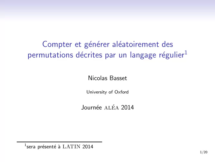compter et g en erer al eatoirement des