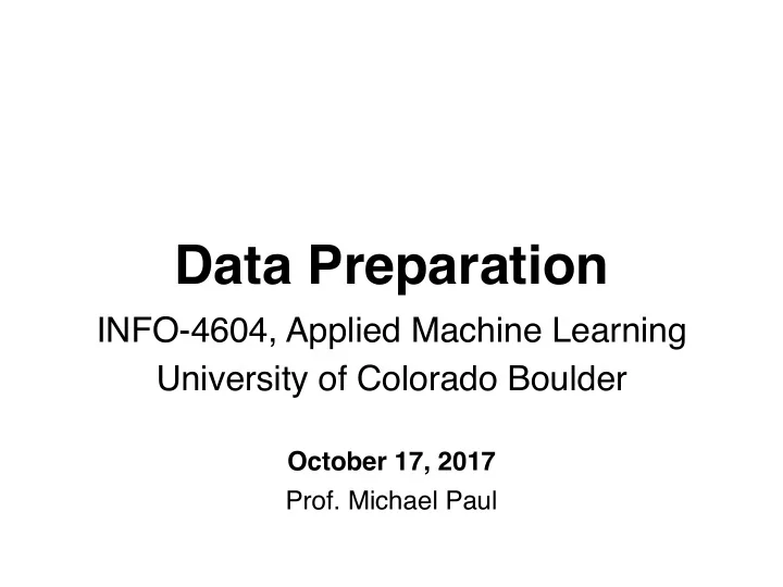 data preparation