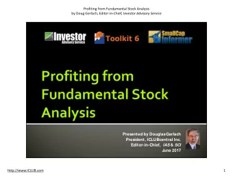 Presented by Douglas Gerlach  President, ICLUBcentral Inc. Editor-in-Chief, IAS &amp; SCI  June