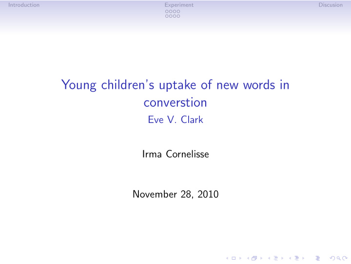 young children s uptake of new words in converstion