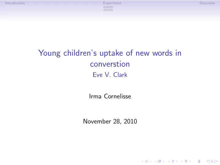 young children s uptake of new words in converstion