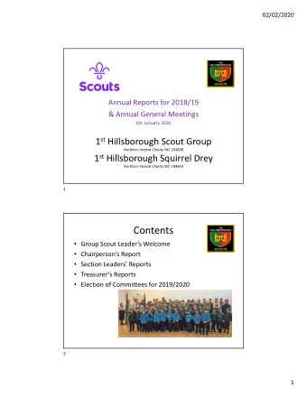 Contents  Group Scout Leaders Welcome  Chairpersons Report  Section Leaders
