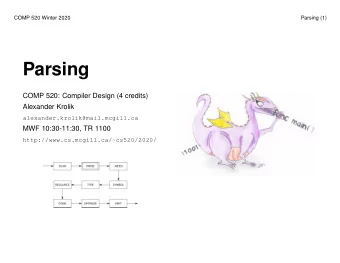 Parsing  COMP 520: Compiler Design (4 credits)  Alexander Krolik  alexander.krolik@mail.mcgill.ca
