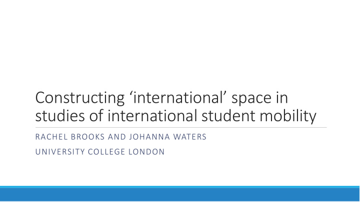 constructing international space in studies of